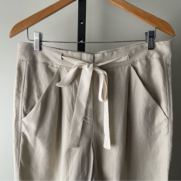 Wilfred Allant Linen Blend Crop Pant Cuff Hem Cream Size 10 - Picture 4 of 10